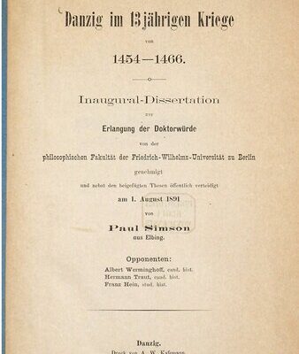 خرید و دانلود نسخه کامل کتاب Danzig im 13jährigen Kriege von 1454-1466