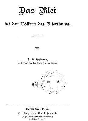 خرید و دانلود نسخه کامل کتاب Das Blei bei den Völkern des Alterthums [Altertums]