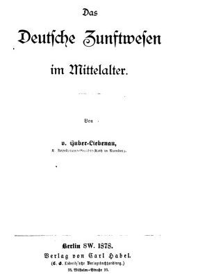 خرید و دانلود نسخه کامل کتاب Das deutsche Zunftwesen im Mittelalter