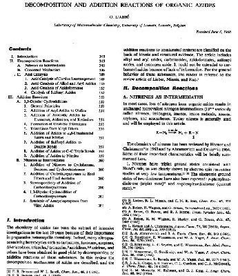 خرید و دانلود نسخه کامل کتاب Decomposition and addition reactions of organic azides