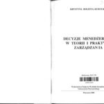 خرید و دانلود نسخه کامل کتاب Decyzje menedżerskie w teorii i praktyce zarządzania