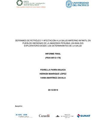 خرید و دانلود نسخه کامل کتاب DERRAMES DE PETRÓLEO Y AFECTACIÓN A LA SALUD MATERNO INFANTIL EN PUEBLOS INDÍGENAS DE LA AMAZONÍA PERUANA: UN ANÁLISIS EXPLORATORIO DESDE LOS DETERMINANTES DE LA SALUD