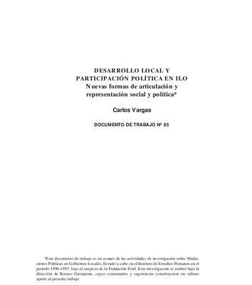 خرید و دانلود نسخه کامل کتاب Desarrollo local y participación política en Ilo. Nuevas formas de articulación y representación social y política