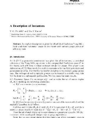 خرید و دانلود نسخه کامل کتاب Description of instantons