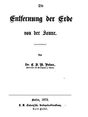 خرید و دانلود نسخه کامل کتاب Die Entfernung der Erde von der Sonne.