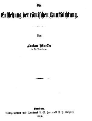 خرید و دانلود نسخه کامل کتاب Die Entstehung der römischen Kunstdichtung