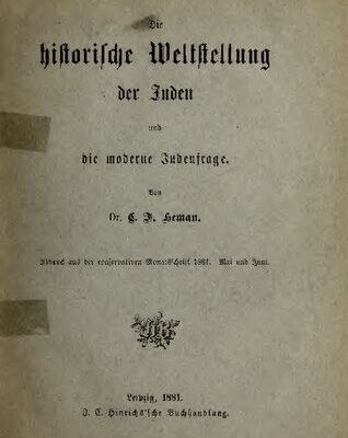 خرید و دانلود نسخه کامل کتاب Die historische Weltstellung der Juden und die moderne Judenfrage