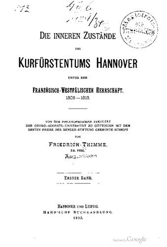 خرید و دانلود نسخه کامل کتاب Die inneren Zustände des Kurfürstentums Hannover unter der französisch-westfälischen Herrschaft 1806-1813_68c2a9224e65e.jpeg خرید و دانلود نسخه کامل کتاب Die inneren Zustände des Kurfürstentums Hannover unter der französisch-westfälischen Herrschaft 1806-1813