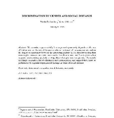 خرید و دانلود نسخه کامل کتاب Discrimination by gender and social distance