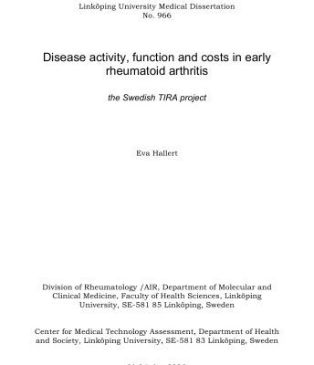 خرید و دانلود نسخه کامل کتاب Disease Activity Function and Costs in Early Rheumatoid Arthritis