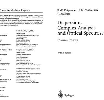 خرید و دانلود نسخه کامل کتاب Dispersion, complex analysis and optical spectroscopy. Classical theory