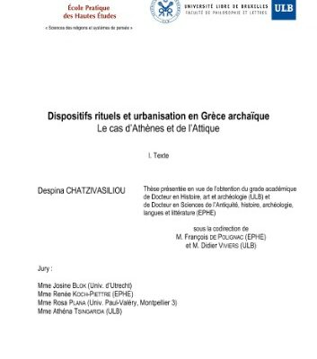 خرید و دانلود نسخه کامل کتاب Dispositifs rituels et urbanisation en Grèce archaïque. Le cas d’Athènes et de l’Attique (PhD)