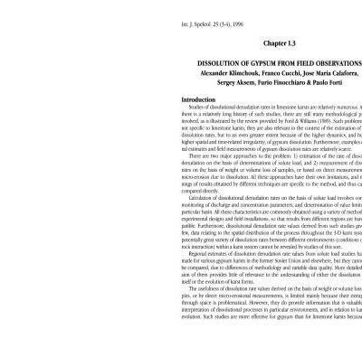 خرید و دانلود نسخه کامل کتاب Dissolution Of Gypsum From Field Observations