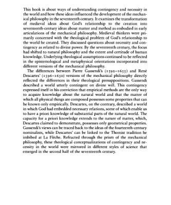خرید و دانلود نسخه کامل کتاب Divine Will and the Mechanical Philosophy: Gassendi and Descartes on Contingency and Necessity in the Created World
