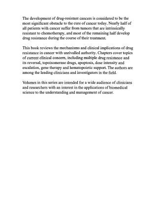 خرید و دانلود نسخه کامل کتاب Drug Resistance in the Treatment of Cancer (Cancer: Clinical Science in Practice)