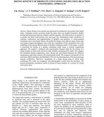 خرید و دانلود نسخه کامل کتاب Drying kinetics of droplets containing solids using reaction engineering approach