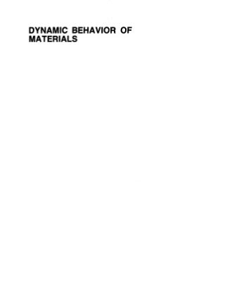 خرید و دانلود نسخه کامل کتاب Dynamic Behavior of Materials