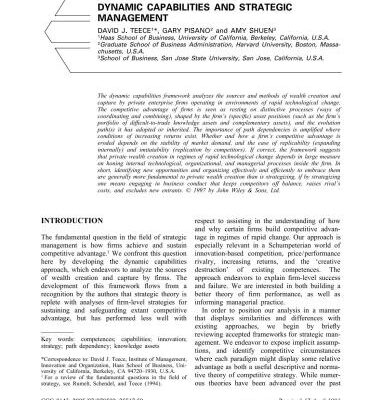 خرید و دانلود نسخه کامل کتاب Dynamic capabilities and strategic management