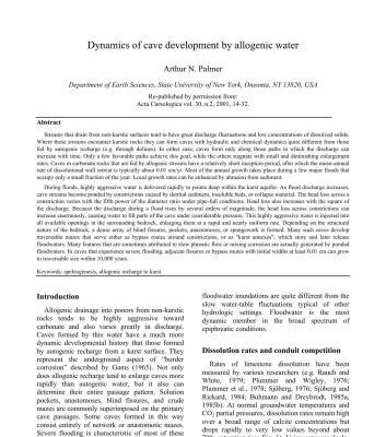 خرید و دانلود نسخه کامل کتاب Dynamics of cave development by allogenic water