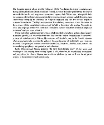 خرید و دانلود نسخه کامل کتاب Early Philosophical Shiism: The Ismaili Neoplatonism of Abu Ya’qūb al-Sijistānī