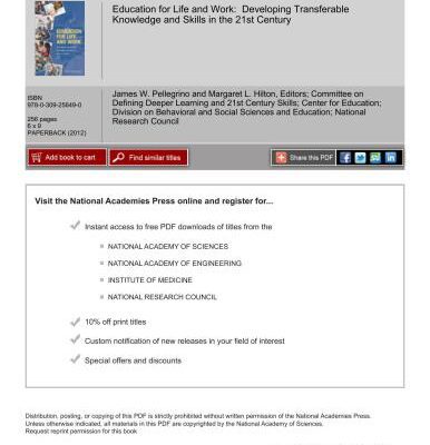 خرید و دانلود نسخه کامل کتاب Education for Life and Work: Developing Transferable Knowledge and Skills in the 21st Century