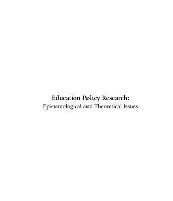 خرید و دانلود نسخه کامل کتاب Education Policy Research: Epistemological and Theoretical Issues