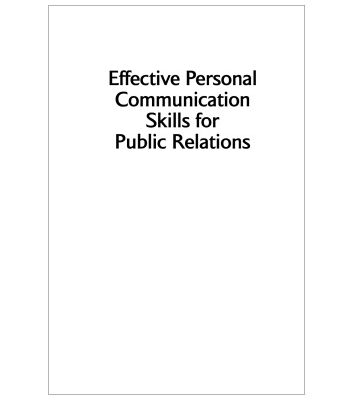 خرید و دانلود نسخه کامل کتاب Effective Personal Communication Skills for Public Relations (PR in Practice)