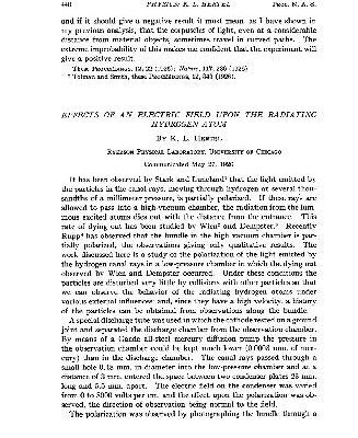 خرید و دانلود نسخه کامل کتاب Effects of an Electric Field upon the Radiating Hydrogen Atom