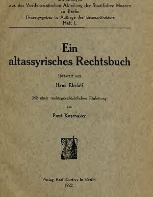 خرید و دانلود نسخه کامل کتاب Ein altassyrisches Rechtsbuch