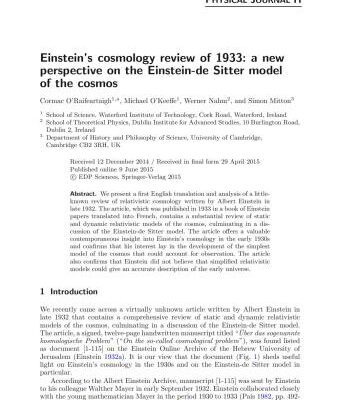 خرید و دانلود نسخه کامل کتاب Einstein’s cosmology review of 1933: a new perspective on the Einstein-de Sitter model of the cosmos