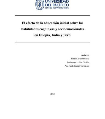 خرید و دانلود نسخه کامل کتاب El efecto de la educación inicial sobre las habilidades cognitivas y socioemocionales en Etiopía, India y Perú