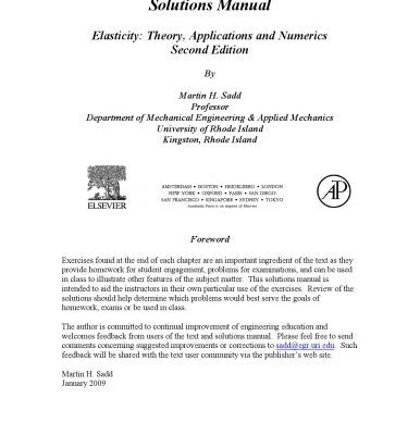خرید و دانلود نسخه کامل کتاب Elasticity: Theory, Applications and Numerics, Second Edition: Solutions Manual