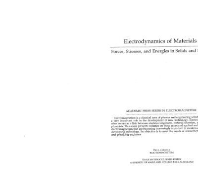 خرید و دانلود نسخه کامل کتاب Electrodynamics of Materials: Forces, Stresses, and Energies in Solids and Fluids