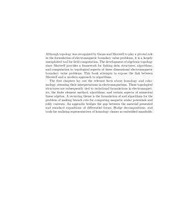 خرید و دانلود نسخه کامل کتاب Electromagnetic theory and computation: a topological approach