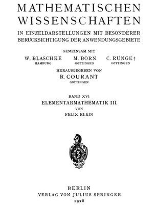 خرید و دانلود نسخه کامل کتاب Elementarmathematik vom höheren Standpunkte aus