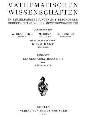 خرید و دانلود نسخه کامل کتاب Elementarmathematik vom höheren Standpunkte aus