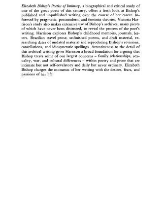 خرید و دانلود نسخه کامل کتاب Elizabeth Bishop’s Poetics of Intimacy