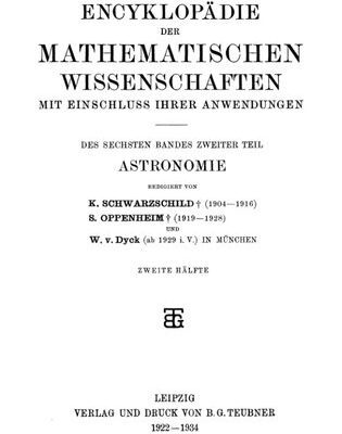 خرید و دانلود نسخه کامل کتاب Encyclopaedie der mathematischen Wissenschaften und Anwendungen. Astronomie Band 6, Teil 2, Heft 2