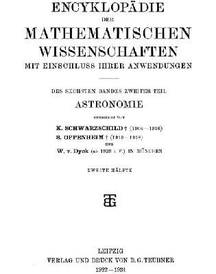 خرید و دانلود نسخه کامل کتاب Encyclopaedie der mathematischen Wissenschaften und Anwendungen. Astronomie