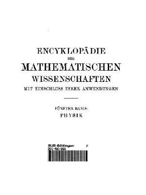 خرید و دانلود نسخه کامل کتاب Encyclopaedie der mathematischen Wissenschaften und Anwendungen. Physik