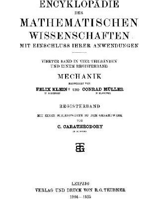 خرید و دانلود نسخه کامل کتاب Encyclopaedie der mathematischen Wissenschaften und Anwendungen. Mechanik