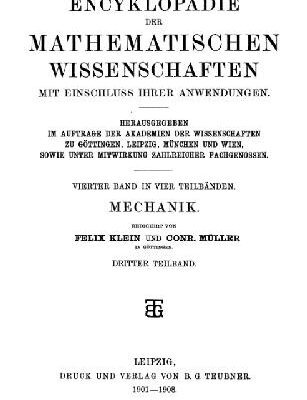 خرید و دانلود نسخه کامل کتاب Encyclopaedie der mathematischen Wissenschaften und Anwendungen. Mechanik