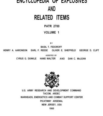خرید و دانلود نسخه کامل کتاب Encyclopedia of explosives and related items, vol. I, /Энциклопедия взрывчатых веществ, т. I,