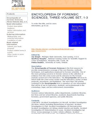 خرید و دانلود نسخه کامل کتاب Encyclopedia of Forensic Sciences 3. Volumes