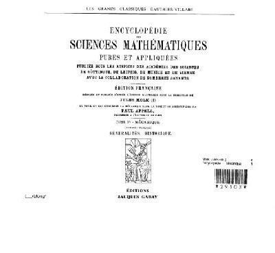 خرید و دانلود نسخه کامل کتاب Encyclopedie des sciences mathematiques. Mecanique