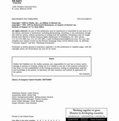 خرید و دانلود نسخه کامل کتاب Ergonomics for Therapists 3rd Edition