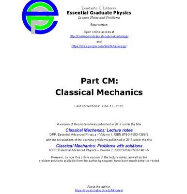 خرید و دانلود نسخه کامل کتاب Essential Graduate Physics – Classical Mechanics