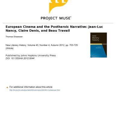 خرید و دانلود نسخه کامل کتاب European Cinema and the Postheroic Narrative: Jean-Luc Nancy, Claire Denis, and Beau Travail