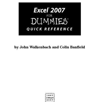 خرید و دانلود نسخه کامل کتاب Excel 2007 For Dummies Quick Reference