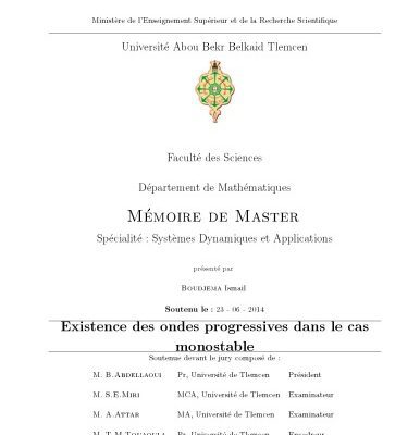 خرید و دانلود نسخه کامل کتاب Existence des ondes progressives dans le cas monostable